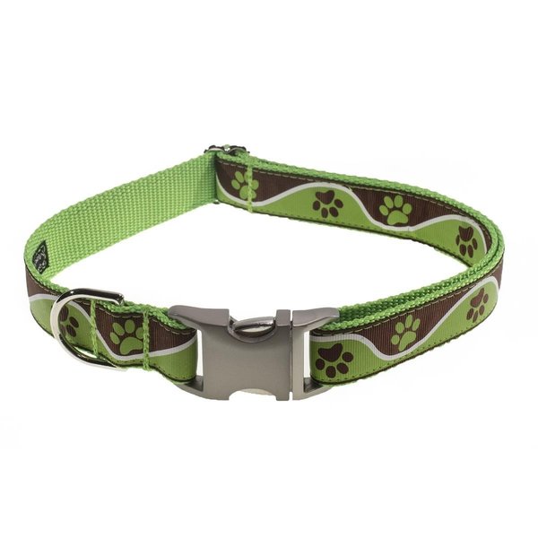 Sassy Dog Wear Paw Waves Green Dog Collar Adjusts 18-28 in. Large PAW WAVE GREEN4-C